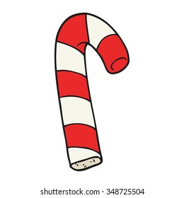 freehand drawn cartoon candy cane