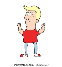 freehand drawn cartoon celebrating man