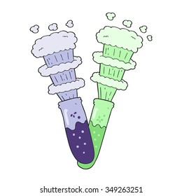 freehand drawn cartoon chemicals in test tubes