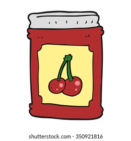freehand drawn cartoon cherry jam jar