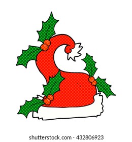 freehand drawn cartoon christmas holly hat