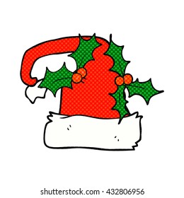 freehand drawn cartoon christmas holly hat