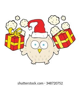 freehand drawn cartoon christmas owl
