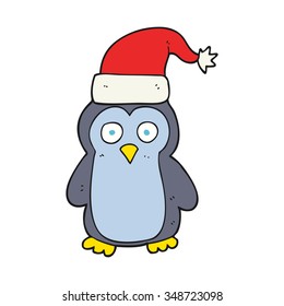 freehand drawn cartoon christmas penguin