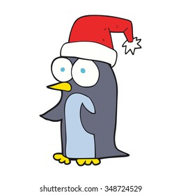 freehand drawn cartoon christmas penguin
