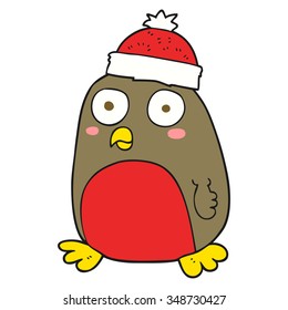 freehand drawn cartoon christmas robin