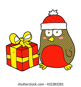 freehand drawn cartoon christmas robin