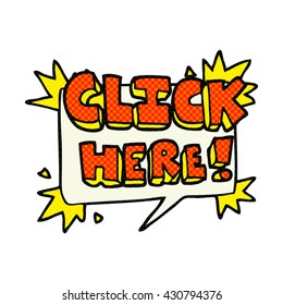 freehand drawn cartoon click here sign
