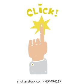freehand drawn cartoon click sign with finger illustration