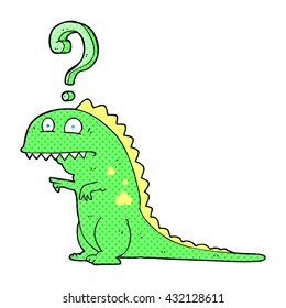 freehand drawn cartoon confused dinosaur