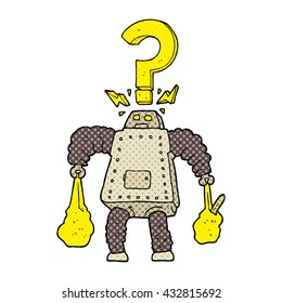 freehand drawn cartoon confused robot carrying shopping