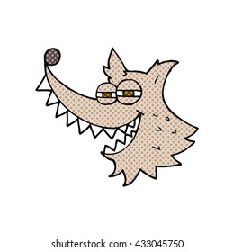 freehand drawn cartoon crazy wolf
