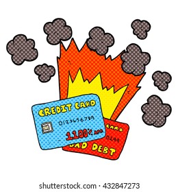 freehand drawn cartoon credit card debt