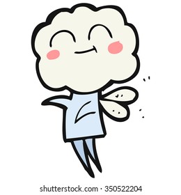 freehand drawn cartoon cute cloud head imp