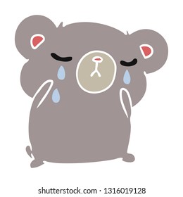 freehand drawn cartoon of a cute crying bear
