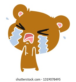 freehand drawn cartoon of a cute crying bear