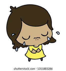freehand drawn cartoon of cute kawaii girl