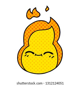 freehand drawn cartoon of cute kawaii fire flame