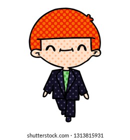 freehand drawn cartoon of cute kawaii boy in suit