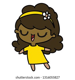 freehand drawn cartoon of cute kawaii girl