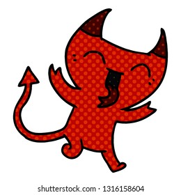 freehand drawn cartoon of cute kawaii red demon