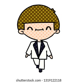 freehand drawn cartoon of cute kawaii boy in suit