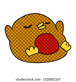 freehand drawn cartoon cute kawaii red robin 