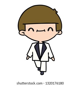 freehand drawn cartoon of cute kawaii boy in suit