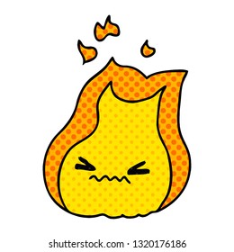 freehand drawn cartoon of cute kawaii fire flame