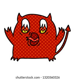 freehand drawn cartoon of cute kawaii red demon