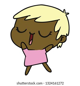 freehand drawn cartoon of cute kawaii short haired girl