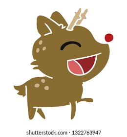 freehand drawn cartoon of cute red nosed reindeer