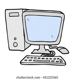 freehand drawn cartoon desktop computer