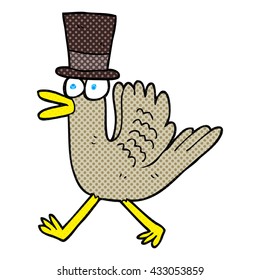 freehand drawn cartoon duck in top hat