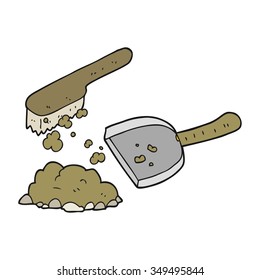 freehand drawn cartoon dust pan and brush
