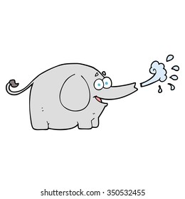 freehand drawn cartoon elephant squirting water