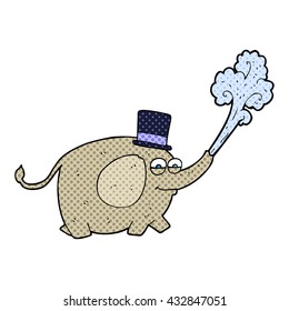 freehand drawn cartoon elephant squirting water