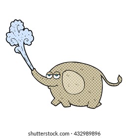 freehand drawn cartoon elephant squirting water