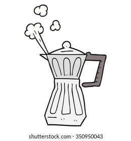 freehand drawn cartoon espresso stovetop maker