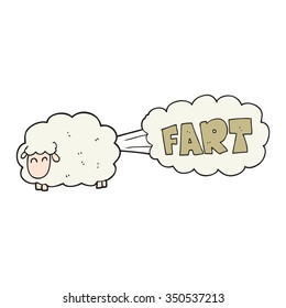 freehand drawn cartoon farting sheep