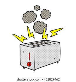 freehand drawn cartoon faulty toaster