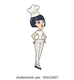 freehand drawn cartoon female chef