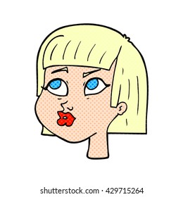 freehand drawn cartoon female face