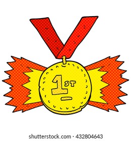 freehand drawn cartoon first place medal