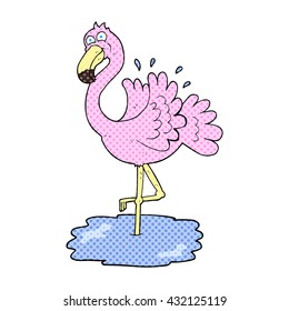 freehand drawn cartoon flamingo