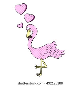 freehand drawn cartoon flamingo in love