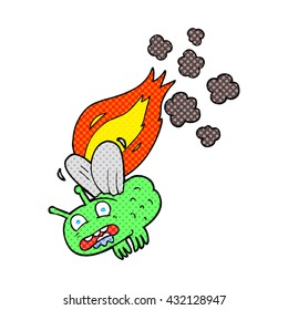 freehand drawn cartoon fly crashign and burning