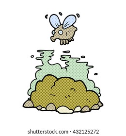 freehand drawn cartoon fly and manure