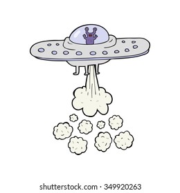 freehand drawn cartoon flying saucer
