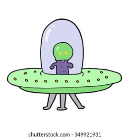 freehand drawn cartoon flying saucer